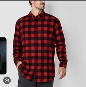 St. John's Bay Red and Black Checkered Shirt...SIZE:M